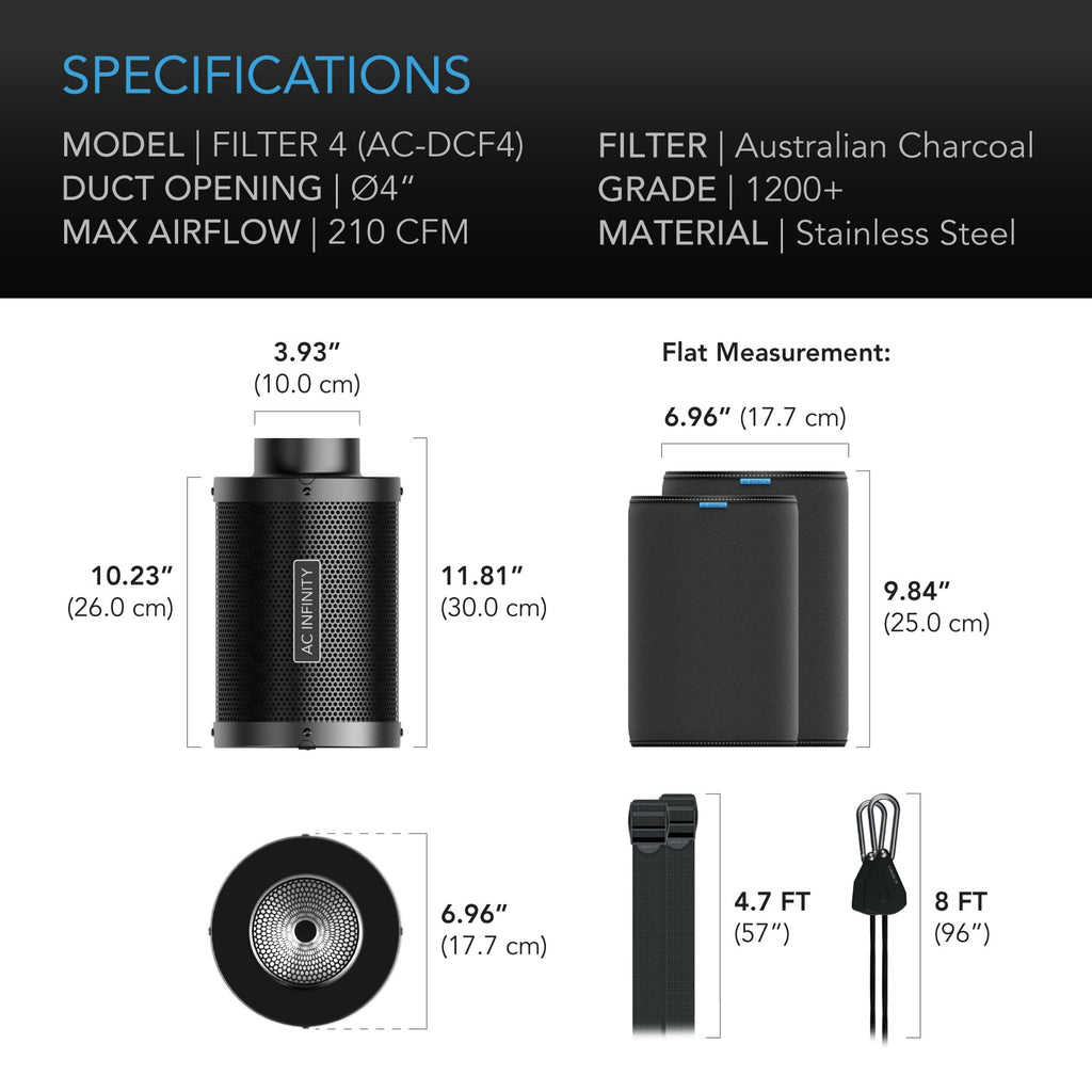 AC Infinity Air Carbon Filter 100mm with Premium Australian Virgin
