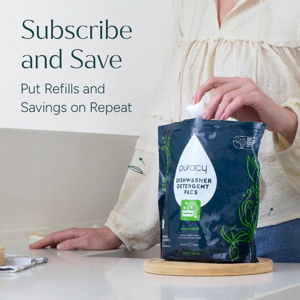 Puracy Dishwasher Pods, Dishwasher Detergent, Free & Clear Dish tabs - Enzyme-Powered, Spot & Residue Free - TikTok Trend Items, Must Haves from TikTok Made Me Buy It (Free & Clear, 50 Count)