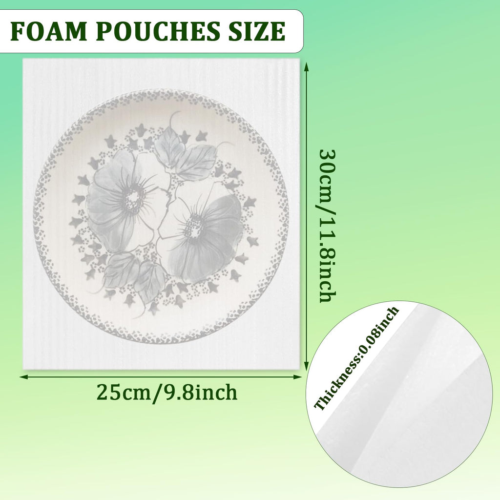 50 Pack 10x12 Inch Foam Pouches, Cushion Foam Wrap Pouches Protect for Fragile Item, Foam Packing Pouches for Mugs,Cups,Glasses,Dishes, Plate Packing Sleeves for Moving, Storage, Packing Supplies