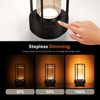 HAPYGI Portable Metal Table Lamp for Indoor/Outdoor,Rechargeable Cordless LED Lamp, 3-Colour Infinitely Dimming Battery Powered Small Desk Lamp, Restaurant/Bedroom/Bar/Coffee/Camping Light (Black)