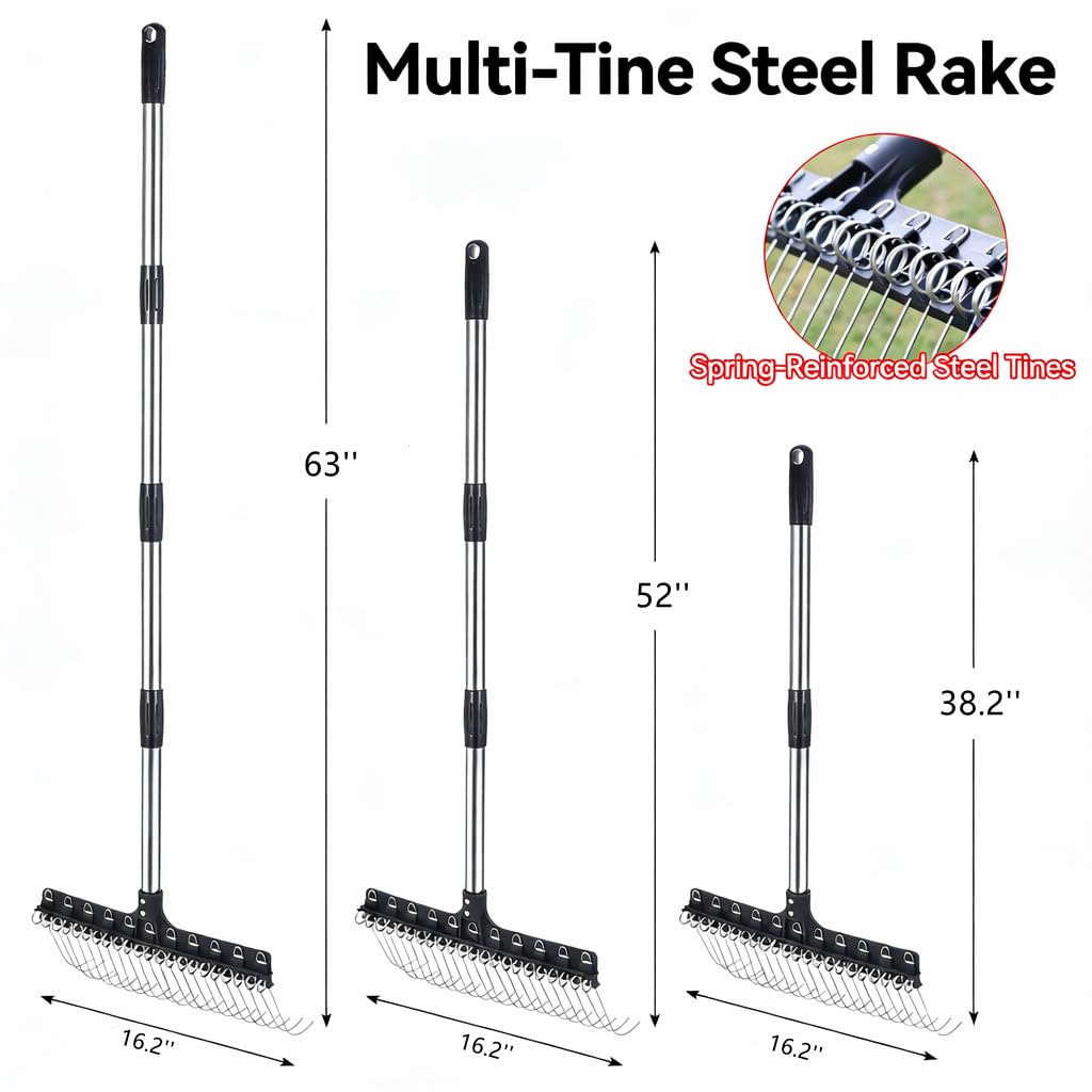 Soysehung Thatch Rake 63-inch Adjustable Handle