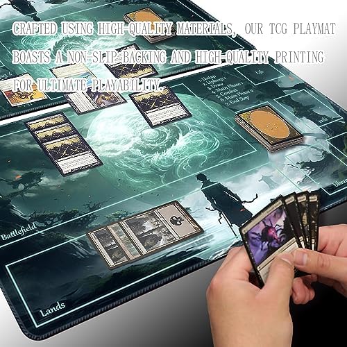 MTG Playmat Size 24x14in Free Storage Bags Non-Slip Backing Printing, Ideal for Card Game Enthusiasts TCG Playmat (with Zone,A Journey into)