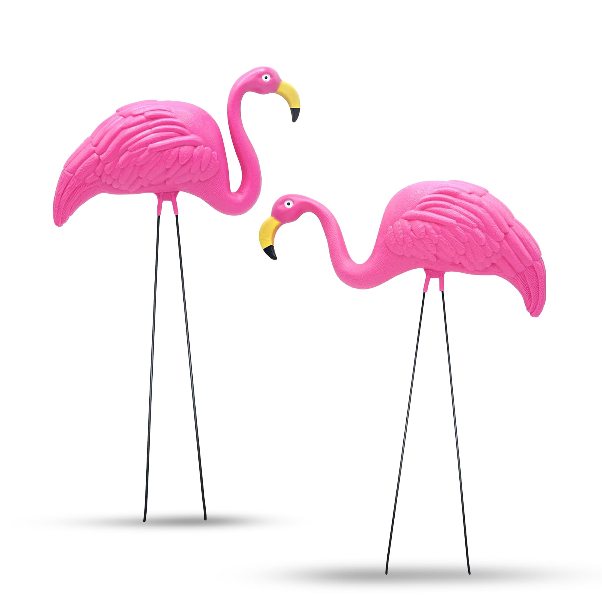 4E's Novelty 2 Pink Flamingos Yard Decorations - Extra Large 24" Flamingos Yard Ornaments - Pink Flamingos for Yard Sculptures & Statues - Lawn Flamingos Outdoor Garden Decor, Weather Resistant