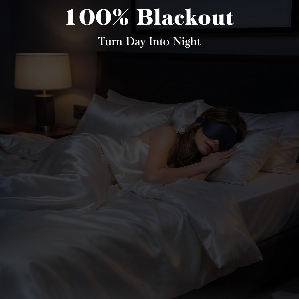 Fygrip 3D Eye Mask Sleep Mask for Men & Women, 100% Pressure-Free & Light Block-Out Eye Mask for Sleep with Easy Adjustable Strap, Night Eye Cover for Travel, Blue