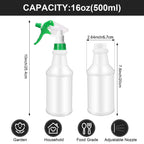 Eccliy 12 Pcs 16 Oz Plastic Spray Bottle, Adjustable Empty Reusable Sprayer for Cleaning, Planting, Water, Bathroom and Kitchen, BBQ, Commercial and Residential (Original,Green,White)