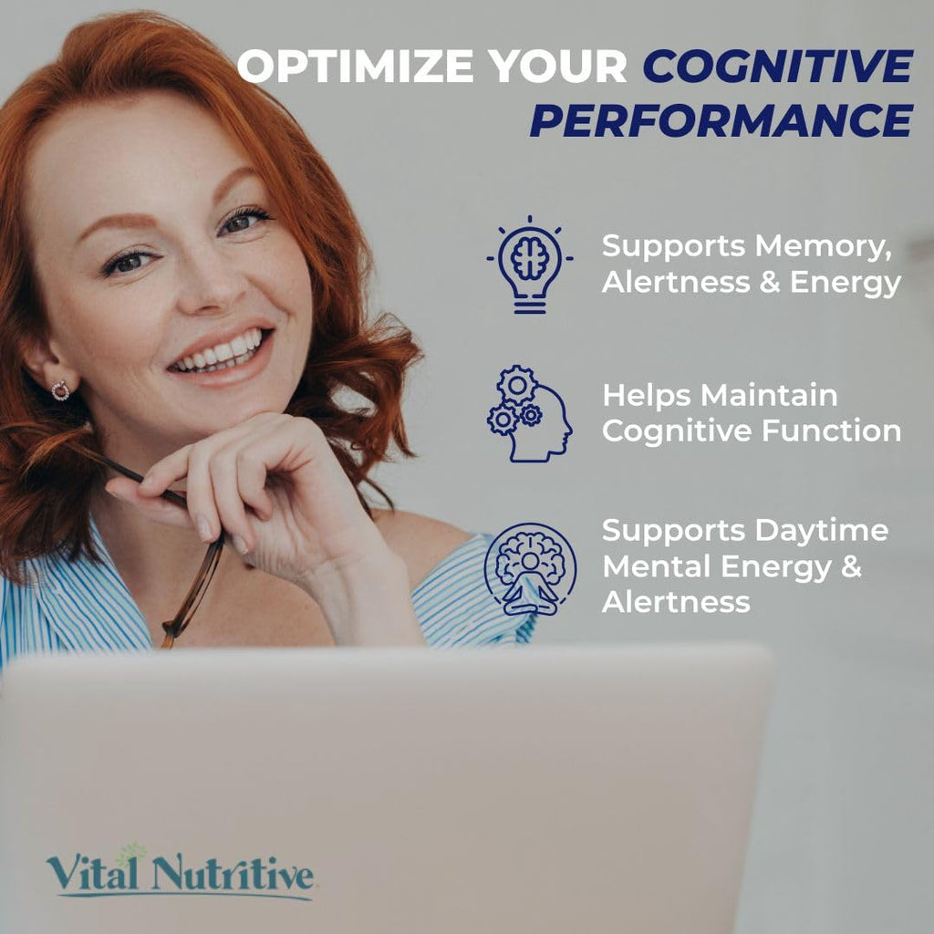 Vital Nootropic 12-in-1 Brain Supplement for Memory, Focus & Energy Support – L-Tyrosine, Bacopa, Rhodiola, Caffeine, B Vitamins – Cognitive Balance Capsules for Men & Women-30 Days Supply