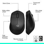 Logitech M330 Silent Plus Full Size 2.4 GHz Wireless Mouse - Black