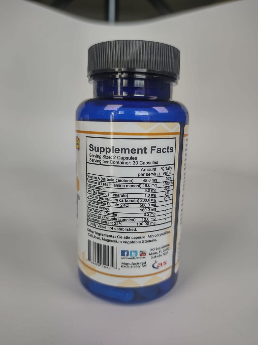 ABEE MED Natural Supplement 60 Capsules + Cream 2 oz - Bee Venom Apitoxin - Pain Support - Inflammation - Mobility