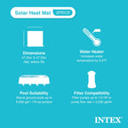 INTEX 47"x47" Solar Pool Water Heater Mat for 8,000 Gallon Above Ground Swimming Pool with Hose Attachment 2 Adaptors and Bypass Valve, Black (3-Pack)