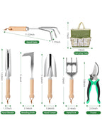 9-Piece Premium Gardening Tool Set for Women - Heavy Duty Stainless Steel Rust-Proof Tools with Fashion Storage Tote | Perfect Gardening Gifts for Mom, Mother's Day, Birthday & Outdoor (Green)
