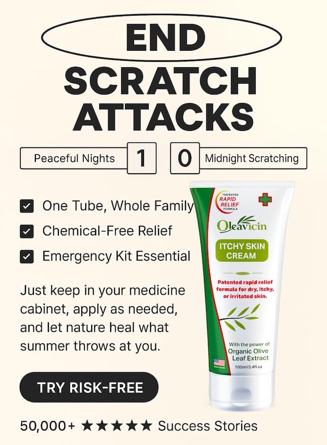 Oleavicin Organic Extra Strength Anti-Itch Cream for Dry, Itchy Skin Relief Natural Fungal & Rash Treatment with Olive Leaf Extract Fast-Acting, Long-Lasting Relief
