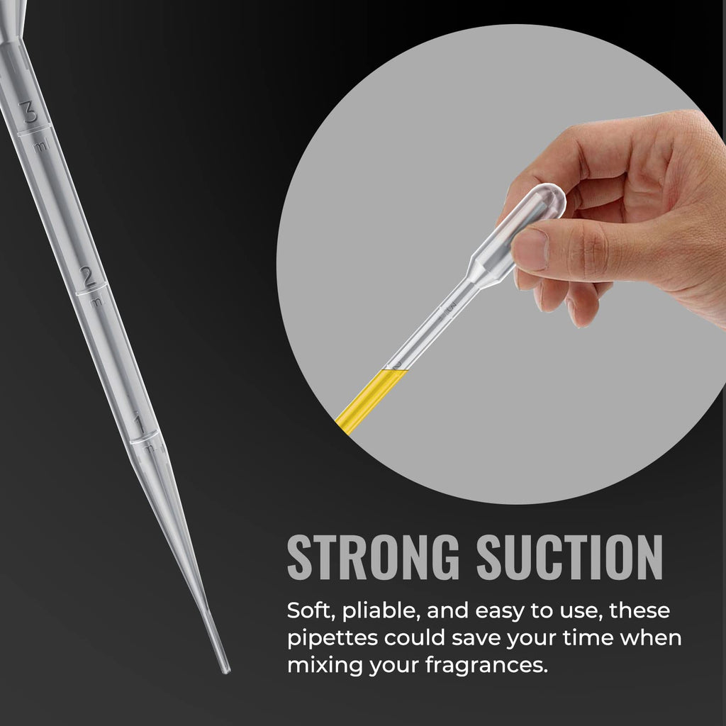 Vabiooth 100Pcs 3mL Disposable Plastic Transfer Pipettes Calibrated Dropper for Science Experiment, Art, and DIY - Easy-to-Use and Safe