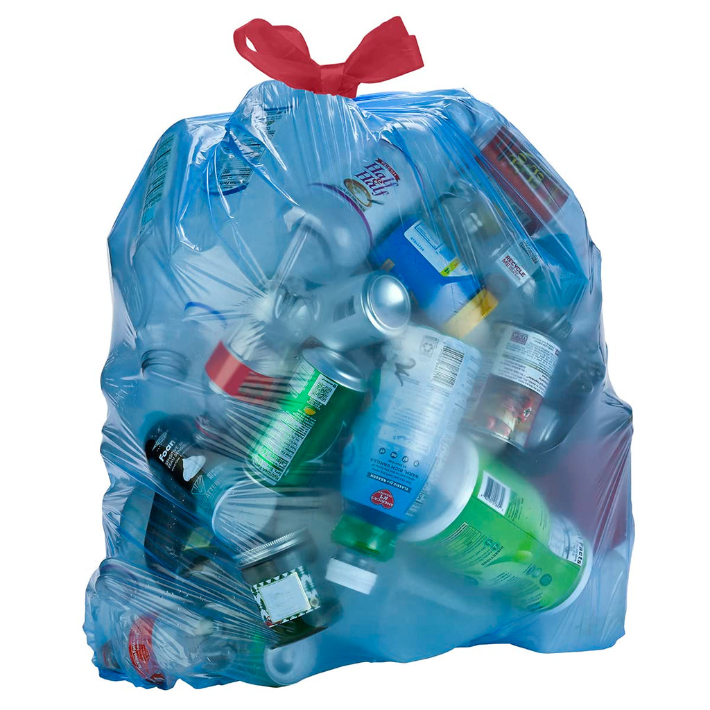 Amazon Basics Blue Recycling Drawstring Trash Bags, Tall Kitchen, Unscented, 13 Gallon, 60 Count