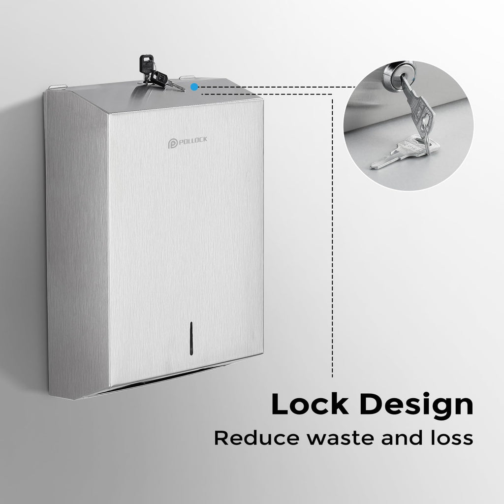 Pollock Paper Towel Dispenser Wall Mount,SUS 304 Stainless Steel