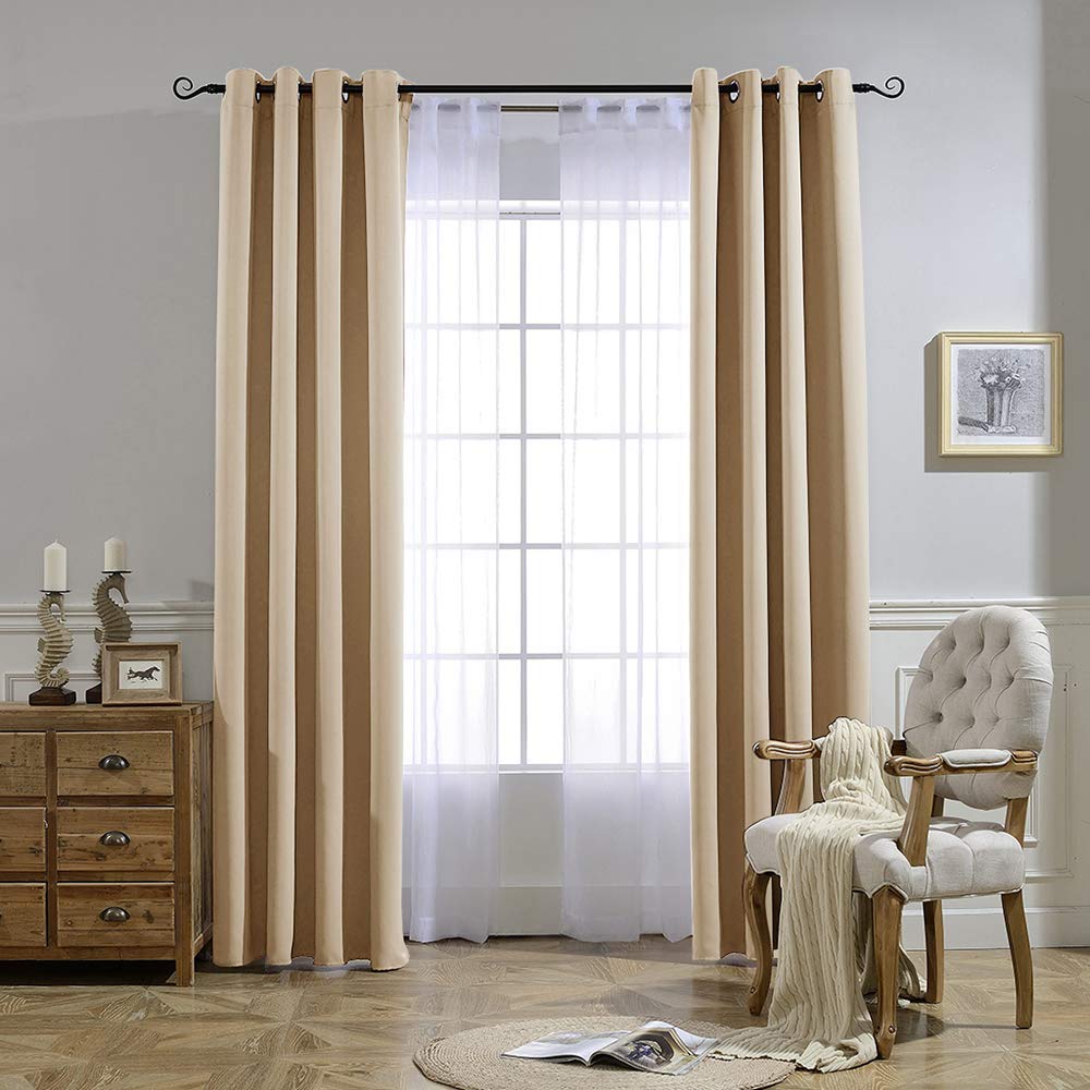 NICETOWN Biscotti Beige Blackout Curtains 84 Inches Long, W52xL84, 2 Panels