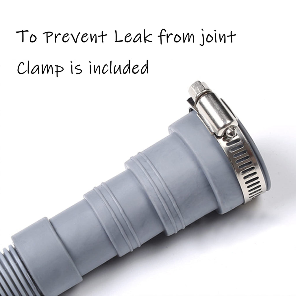 HLMOptimo 10 Feet Universal Washing Machine Drain Hose Flexible Dishwasher Drain Hose Extension Kits Corrugated Washer Hose w/ 1 Adapter 4 Clamps 1 U-Bend Holder