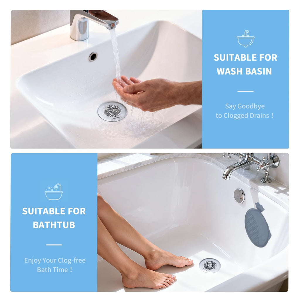 TRAPMATE Shower Drain Hair Catcher, 2.8" Fast Drainage Bathtub Stopper Drain Strainer Kit, Stainless Steel Shower Drain Cover, Bathtub Drain Protector for Sinks & Tubs (Patented Product)