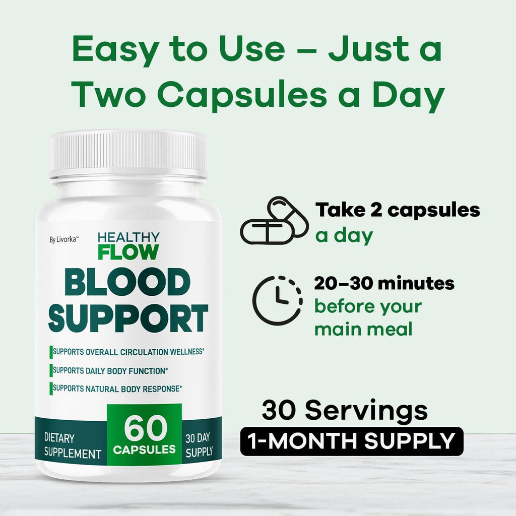 (5 Pack) Healthy Flow Blood Support - HealthyFlow Support Supplement Capsules Daily Premium Advanced Formula Pills - Maximum Strength, Vitamins for Overall Health & Wellness, 300 Capsules for 5 Months