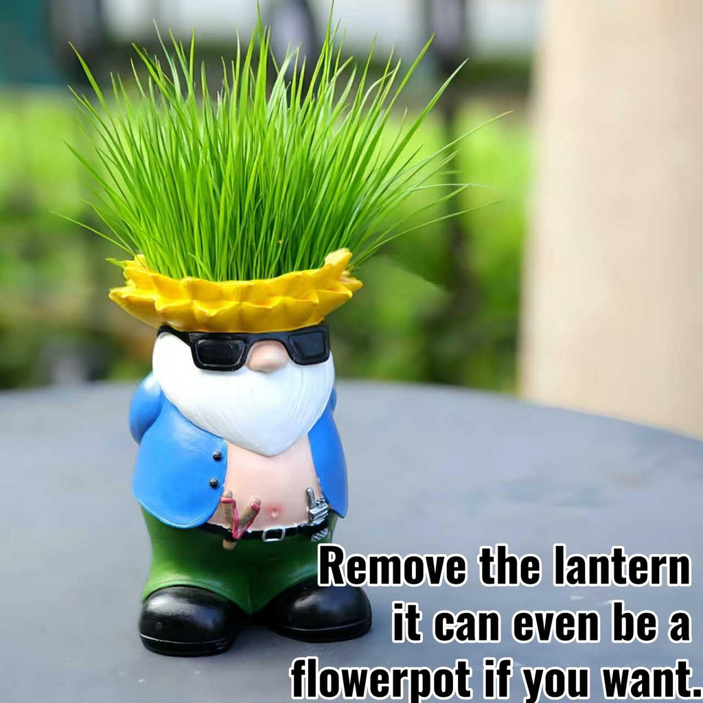 Guardian Garden Gnome Statue Solar Lantern Light Resin Outdoor Yard Decor