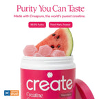 Create Creatine Monohydrate Gummies for Men & Women, Boost Focus, Strength, and Endurance, Anti-Melting Formula, Vegan, Gluten-Free, Non-GMO, 1.5g of Creatine per Gummy (Watermelon)