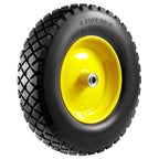 4.80/4.00-8" Tire and Wheel Flat Free 16", Solid Wheelbarrow Tire with 5/8" & 3/4" Bearings 3" Centered Hub, 14"-16" Universal Fit Wheelbarrow Tires for Hand Truck/Garden Trailer/Trolley/Wagon (1)