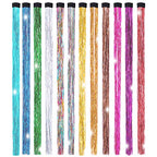 19.7 Inch Clip In Hair Fairy Tinsel Kit Clips Clip On Glitter Hair Tinsel Extensions 12 Colors