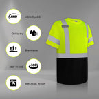 Uno Mejor Hi Vis Shirts for Men Construction Class 2 High Visibility Shirts for Men, Hi Vis Reflective Safety T-Shirts for Men Women, Short Sleeve Work Shirts with Black Bottom, Yellow XL, 3PCS