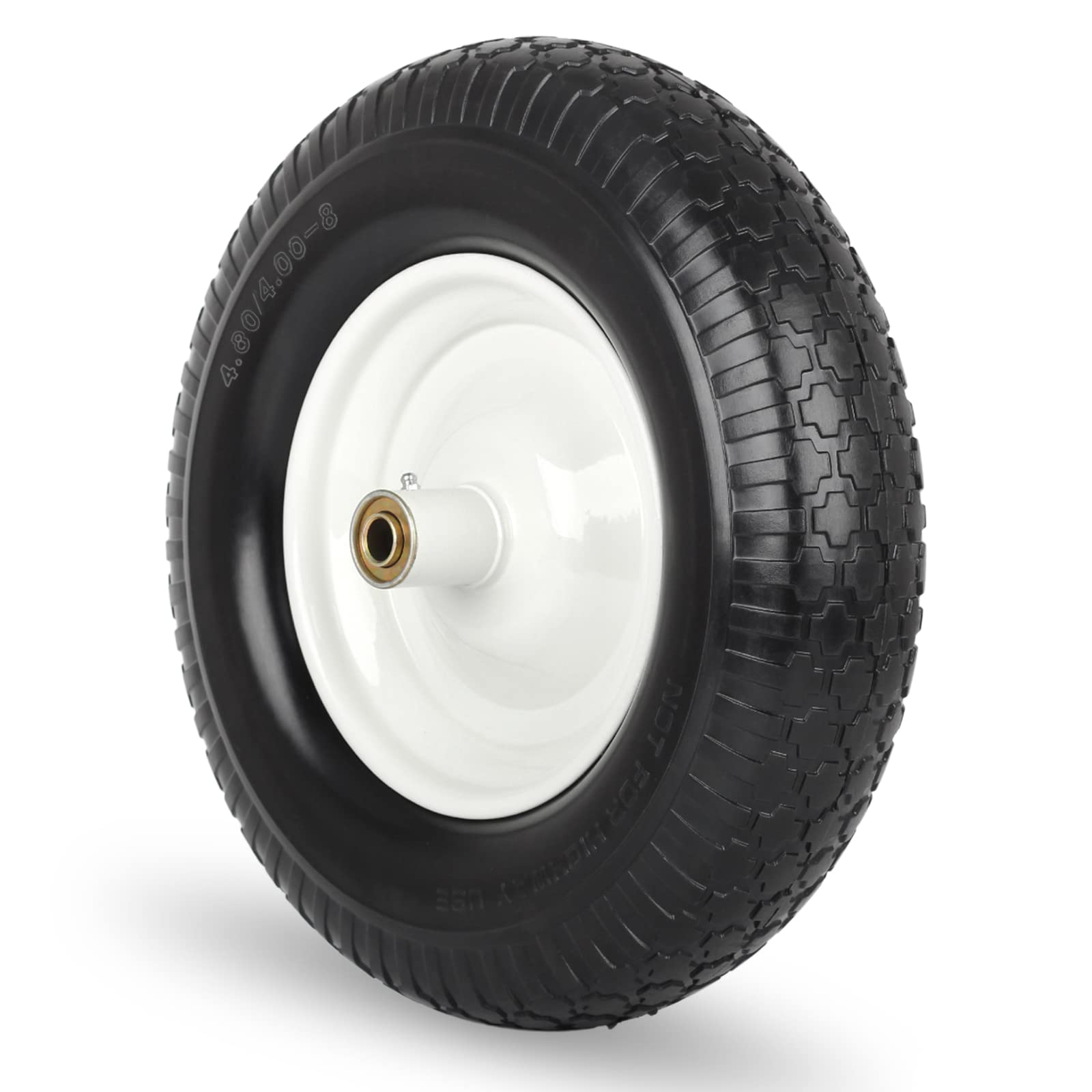 GICOOL 16" Solid Wheelbarrow Tire, 4.80/4.00-8" Flat-Free Tire and Wheel, 6" Centered Hub, 5/8" Axle Bore Hole for Wheel Barrow Garden Utility Cart Replacement