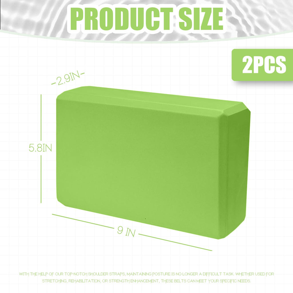 2 Pcs Yoga Blocks, 9"x6"x3" Foam Blocks Yoga Props for Pilates Stretching and Meditation Exercise Blocks Lightweight Yoga Essentials (Avocado green, normal)
