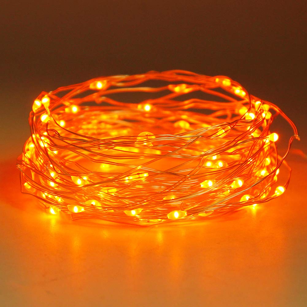 Twinkle Star 200 LED Halloween Fairy Lights, 66 ft 2 Pack Orange