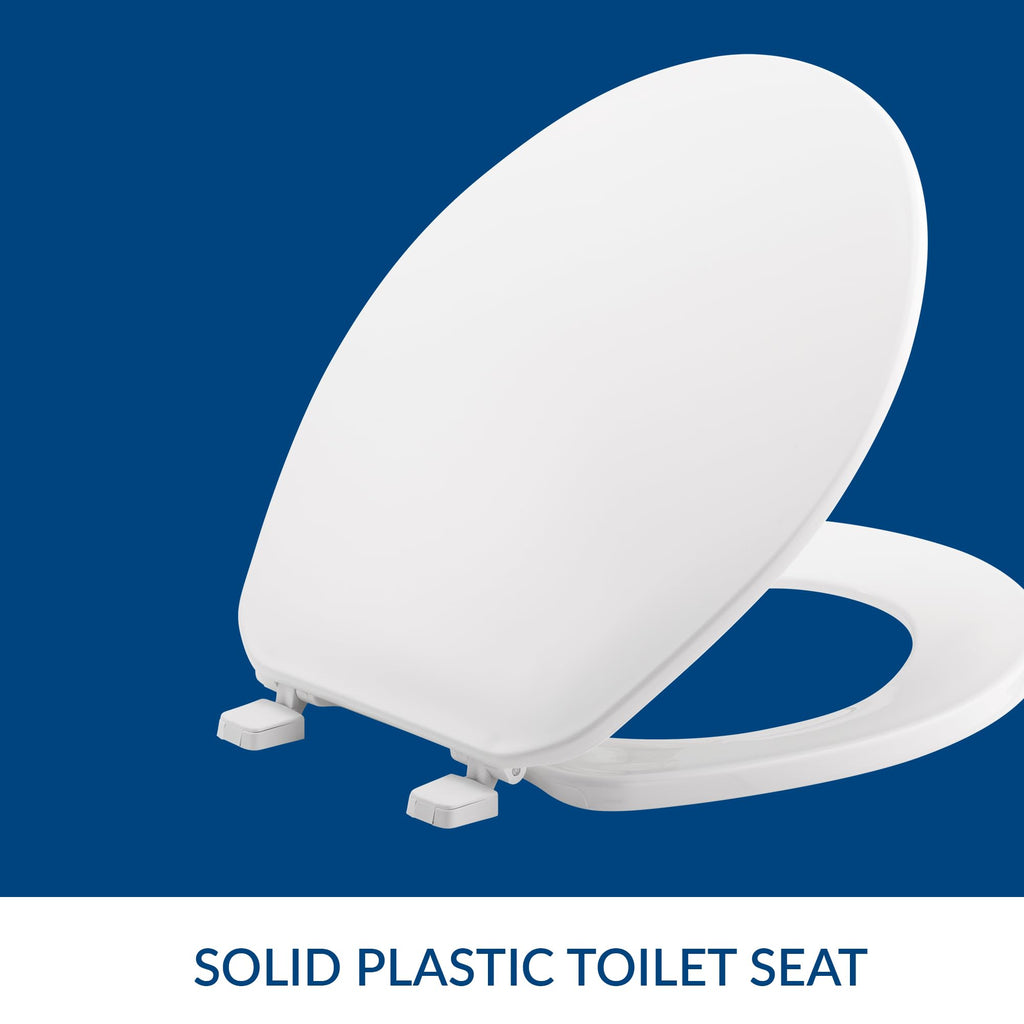 Bemis Plastic Round Toilet Seat with Cover, White, Made in USA
