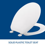 Bemis Plastic Round Toilet Seat with Cover, White, Made in USA