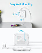 Anker Power Strip with 2000J Surge Protector, 5ft Outlet Extender, 20W, 8AC