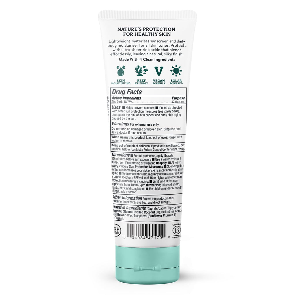 Badger Mineral Daily Sunscreen with Zinc Oxide, SPF 30, Lightweight & Easy to Apply w/No White Cast, Moisturizing Organic Sunscreen, Reef Safe, Vegan, Unscented, 4 fl oz, 2-Pack