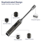 TONYFUL Butane Lighter Long Torch Lighter, Refillable Lighters with Visual Fuel Window, Adjustable Flame Windproof Lighter for Candle, Camping, Fireplace, BBQ(Fuel Not Included)