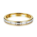 munone 2mm Channel Set Baguette CZ Eternity Wedding Band Ring for Women