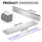 TRYMAG Strong Neodymium Magnets with Adhesive Backing, 12 Pack, 60x10x3 mm