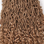 Leeven 24 Inch Pre-looped Goddess Locs Crochet Hair 7 Packs Brown Curly Wavy New Faux Locs Twist Braiding Hair Long Synthetic Soft Locs Crochet Braids Hair With Curls At The Ends 12 Strands/Pack (27#)