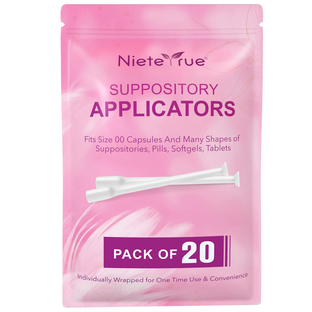Nieteyrue Disposable Suppository Applicators Individually Wrapped Hygienic Fit to Size 00 Cap-sules and Many Shapes of Suppositories, Tablets Feminine Care Applicators from (20 Counts-new)