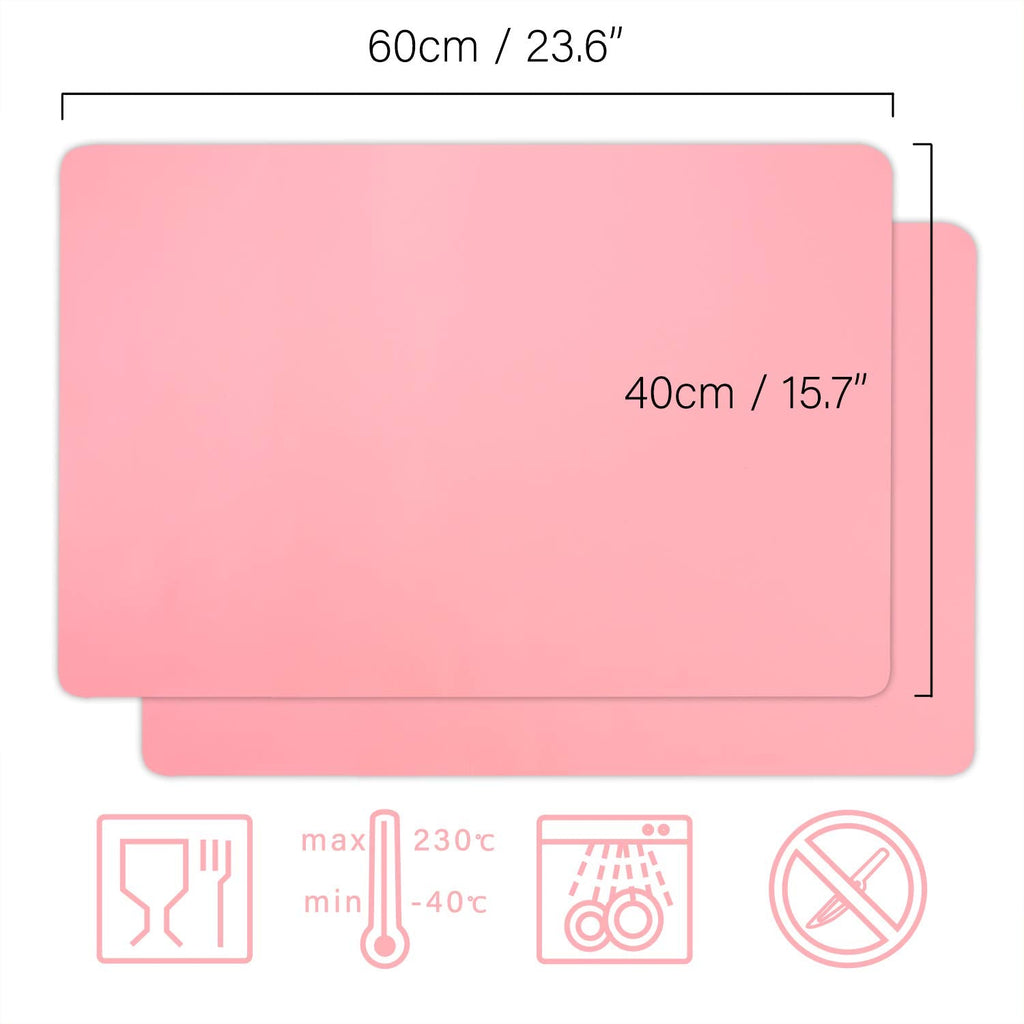 Gartful 23.6 x15.7 inch Resin Silicone Mats, X-Large Silicone Sheets for Jewelry Casting Molds, Nail Art, Acrylic Pouring, Nonstick Table Protector, Multipurpose Mat, Pink, Set of 2
