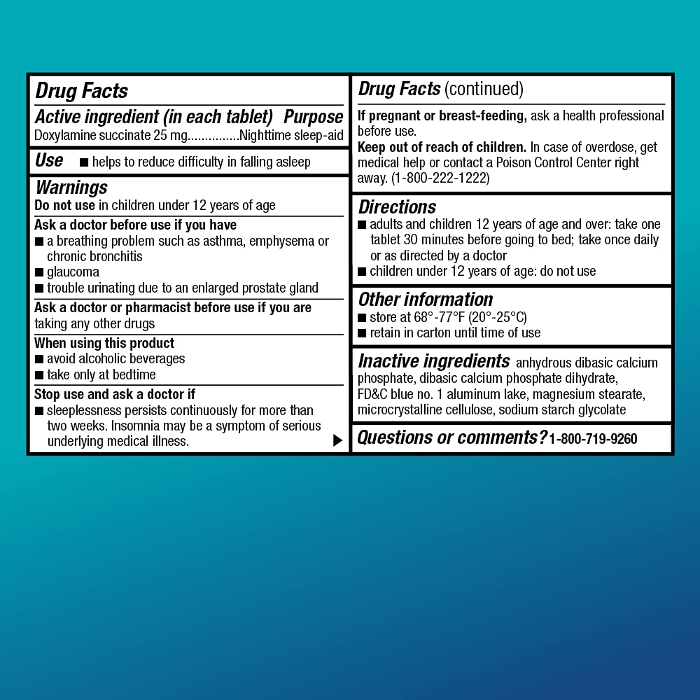 Amazon Basic Care Nighttime Sleep Aid Tablets for Adults, Doxylamine Succinate 25 mg, 96 Count (Pack of 2)