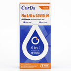 CorDx TyFast Flu A/B & COVID-19 At-Home Multiplex Rapid Test Kit, 3-in-1 Antigen Test, Results in 10 Minutes, EUA Authorized OTC, 4 Tests