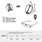 SKYOAK Evolved Folding Reading Glasses For Women Men Blue Light Blocking Anti UV Eyestrain Foldable Portable Compact Readers with Flat Hard Case Pocket Computer glasses 2.0 BLACK