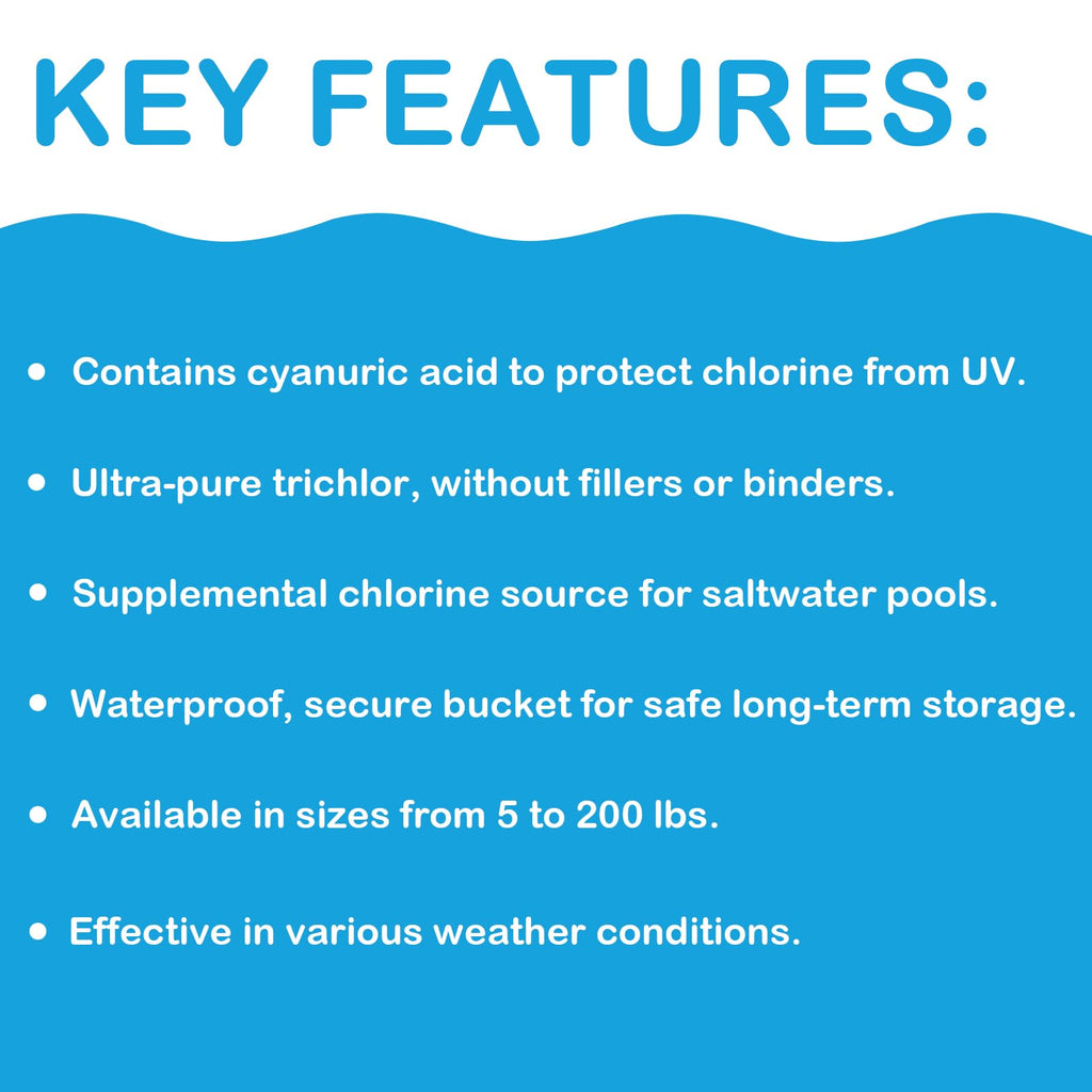 TABIT 50 lbs Chlorine Tablets 3 Inch for Swimming Pools – Slow Dissolving & Long Lasting – 99% Available Chlorine Tri-Chlor – Kills Bacteria & Stops Algae – 2 x 25 lb Buckets