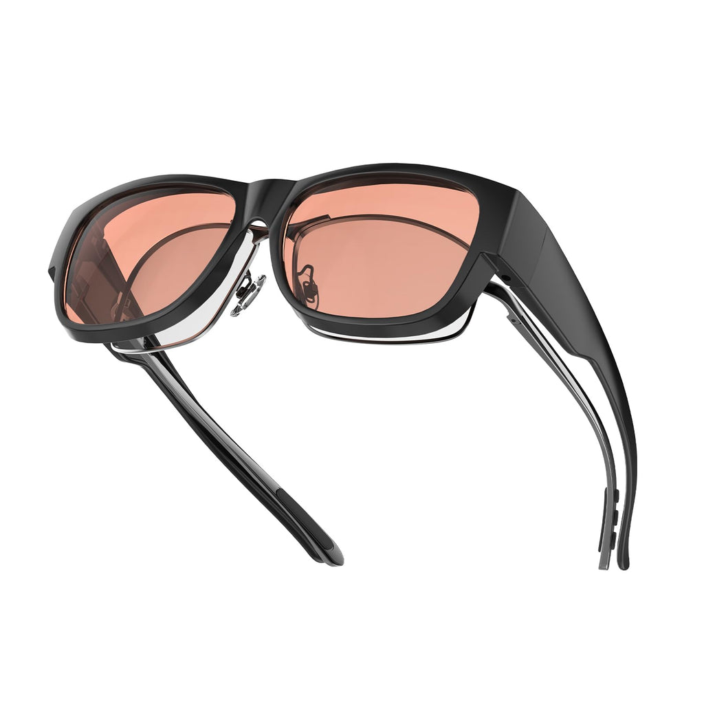 Goiteia FL-Rose Migraine Glasses Fit Over Glasses, Light Sensitivity Glasses for Fluorescent LED Glare/Screen Light/Migraine Relief, Block The Light From The Side