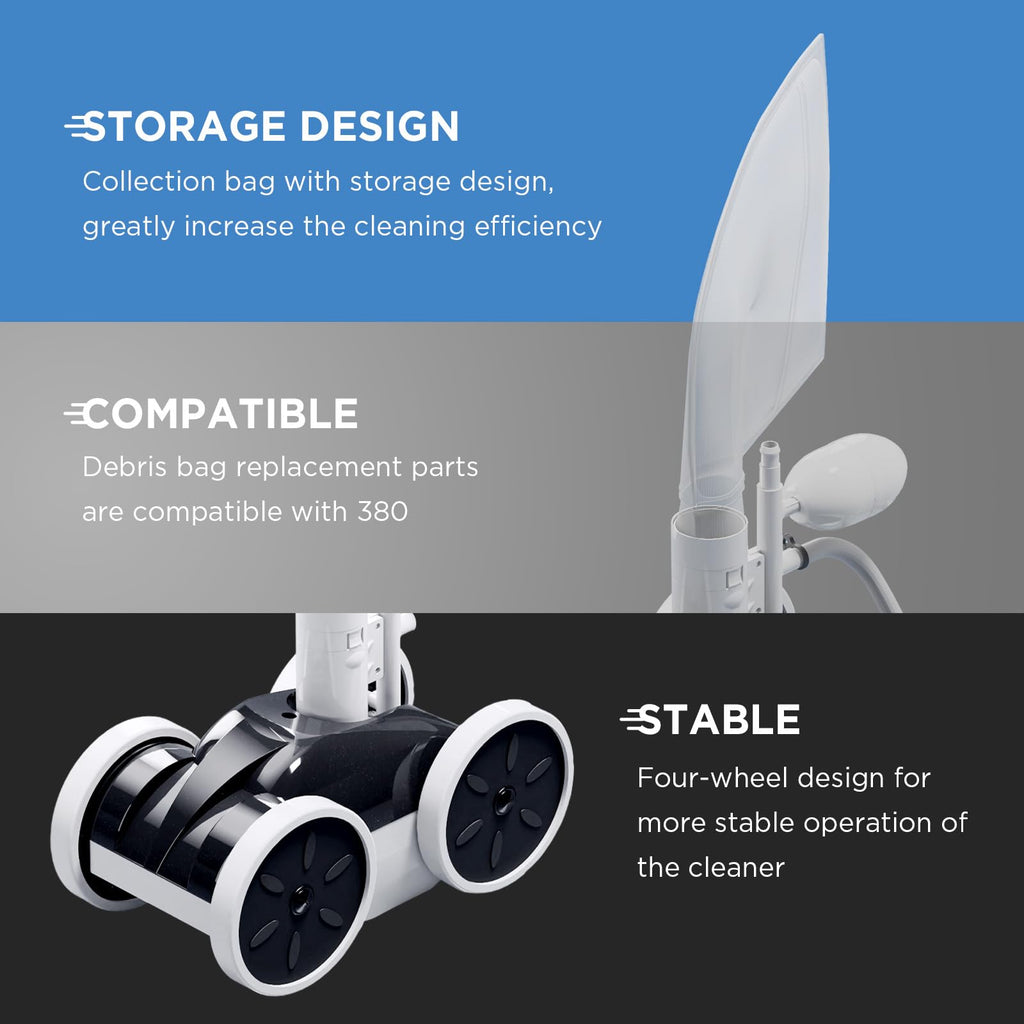 MAKHOON Upgrade Pool Pressure Side Sweeper: Professional Solution for Cleaning Your Swimming Pool (Four Wheels are Better Than Three) Need 1.5" Female Thread Pool Booster Pump Inlet, 4 Bar Pressure