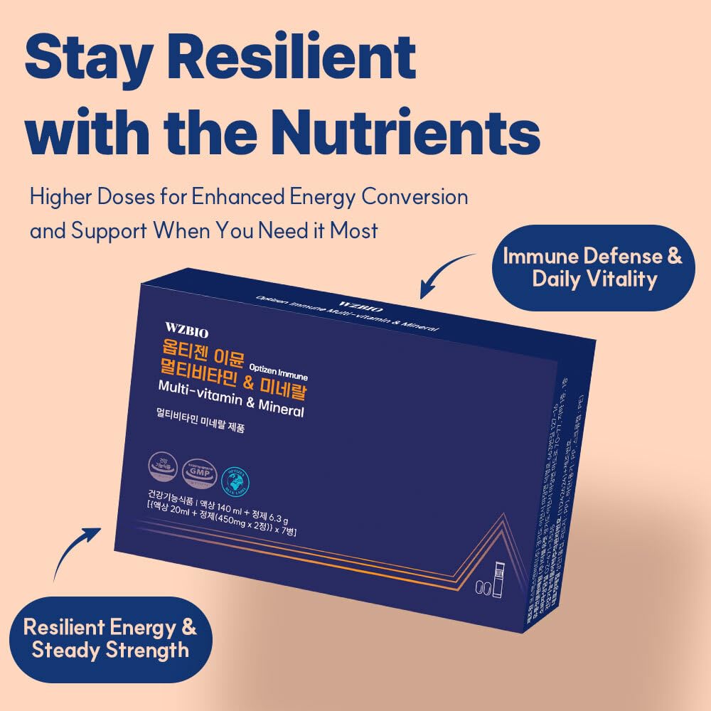WZBIO Optizen Immune – Multivitamin & Mineral with Vitamin C, B1, B6, Zinc & Selenium – Supports Immune Health, Energy & Recovery 7 Day Supply