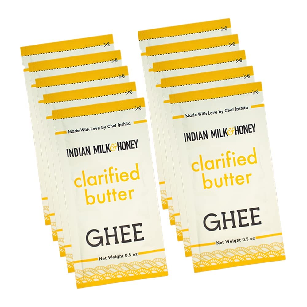 Indian Milk & Honey Original Grass Fed Classic Ghee Butter in Portable Packages, 0.5 oz (Classic Original Pack - 10)