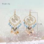 Tan Ran Bohemian Long Tassel Turquoise Water Drop Dangle Earrings