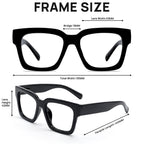 OCCI CHIARI Oversized Reading Glasses for Men 1.5 Thick Square Big Head Readers 1.0 1.25 1.50 1.75 2.0 2.25 2.50 2.75 3.0 3.5（Black,1.50）